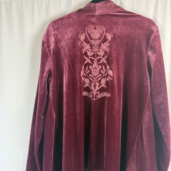 LA BELLUM HILLARY SCOTT Women's S Embroidered pink Velvet Open
Cardigan - Picture 12 of 14
